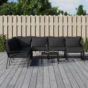 9 pcs conjunto lounge de jardim aço c/ almofadões cinzentos