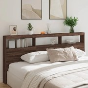 vidaXL Armário cabeceira c/ luzes LED 220x17x102 cm carvalho castanho
