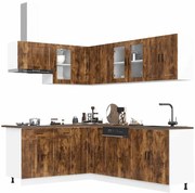vidaXL 11 peças armário de cozinha conjunto Porto carvalho fumado
