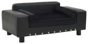 Sofá para cães 81x43x31 cm pelúcia e couro artificial preto