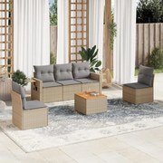 vidaXL 6 pcs conj. sofás jardim c/ almofadões vime PE bege misturado