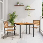 Conjunto de Jantar para Jardim vidaXL 3 Peças Cinza Rattan de Acácia