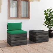 2 pcs conjunto lounge de paletes com almofadões pinho maciço