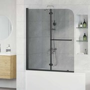 vidaXL Enclosure de Chuveiro Preto 95 x 140 cm Vidro ESG e Alumínio