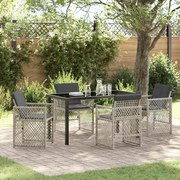 vidaXL Conjunto de Jantar para Jardim 5 Peças com Almofadas Cinza Claro em Rattan Sintético