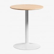 Mesa De Jantar Redonda Em Mdf E Metal Yvetta Castanho Roble & Ø60 Cm & Branco - Sklum