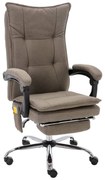 vidaXL Cadeira escritório c/ função massagem tecido cinza-acastanhado