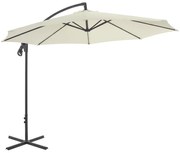 vidaXL Guarda-sol cantilever com poste de aço 300 cm cor areia
