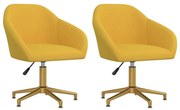 Cadeiras de jantar giratórias 2 pcs veludo amarelo