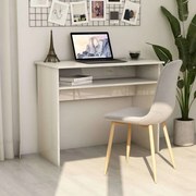 vidaXL Secretária 90x50x74 cm derivados de madeira branco brilhante