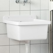 vidaXL Lavatório de parede 40x40x24 cm resina branco