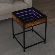 vidaXL Mesa de centro luzes LED Infinity 40x40x51 cm carvalho fumado