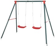 Conjunto de Baloiços para Crianças acima de 3 Anos com Suporte de Meta