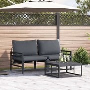 vidaXL Conjunto de Sofá de Jardim 3 pcs Cinzento-escuro Aço