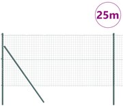 Cerca Euro com 13 Postes 1x25 m Aço Galvanizado Verde
