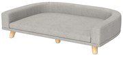 PawHut Sofá para Cães Cama Elevada para Cães Estofada com Almofada Lavável e Pés de Madeira de Pinho 98x67x25 cm Cinza