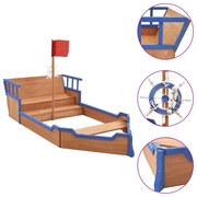 vidaXL Caixa de areia navio pirata 190x94,5x101 cm madeira de abeto