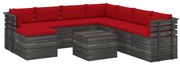 9 pcs conjunto lounge de paletes com almofadões pinho maciço