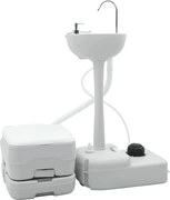 vidaXL Conjunto de Banheiro para Acampamento 2 pcs Cinza e Branco