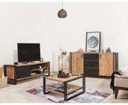 Conjunto de Mobiliário de Sala de Estar Cosmo – Pinho Atlântico Preto