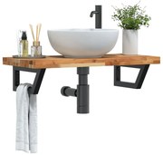 vidaXL Prateleira de parede p/ lavatório aço/madeira de acácia maciça