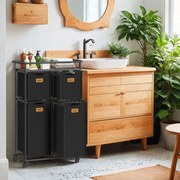 Cesto para roupa suja 72,4 x 33 x 109,1 cm, separador de roupa suja com rodas, 150 litros Preto-castanho