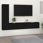 vidaXL Conjunto móveis de TV 4 pcs madeira processada preto