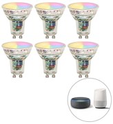 Conjunto de 6 Lâmpadas LED Inteligentes GU10 RBGW 4.5W 350lm 2700K