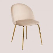 Cadeira De Jantar Estofada Em Veludo Kana Design Castanho Trigo & Dourado - Sklum