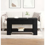 Mesa de Café de Carvalho Preto - 101x49x52 cm Feita de Madeira Reforçada