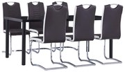 vidaXL 7 pcs conjunto de jantar couro artificial castanho