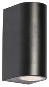 Candeeiro de parede exterior moderno em plástico preto oval 2 luzes - Baleno