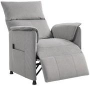 HOMCOM Poltrona Relax Reclinável Elétrica com Função Memória Apoio para Pés Controlo Remoto e Bolsos Laterais 80x83x104 cm Cinzento