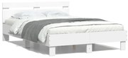 vidaXL Estrutura de cama com cabeceira e luzes LED 135x190 cm branco