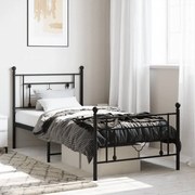 vidaXL Estrutura de cama com cabeceira e pés 90x190 cm metal preto