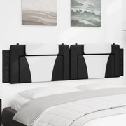 vidaXL Almofadão de cabeceira 200 cm couro artificial preto e branco