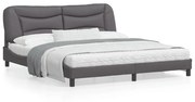 vidaXL Estrutura de cama c/ luzes LED 180x200cm couro artificial cinza