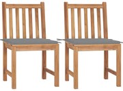 vidaXL Cadeiras de jardim c/ almofadões 2 pcs teca maciça