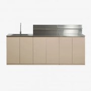 Cozinha Modular De Exterior De 3 Peças Com Lava-louças, Painel Organizador E Arrumação Em Aço Rivana Tapioca Bege & Cinza Escovado Rintran - Sklum