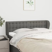 vidaXL Cabeceira de cama c/ abas tecido 147x23x78/88cm cinzento-escuro