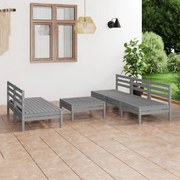 6 pcs conjunto lounge de jardim pinho maciço cinzento