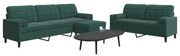 vidaXL 3 pcs conjunto sofás com almofadões e rolos veludo verde-escuro