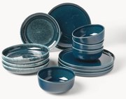 Conjunto de loiça artesanal com vidrado reativo Ethel, 4 pessoas, conjunto de 12