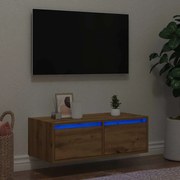 Móvel de TV com luzes LED 75x35,5x25 cm carvalho artisiano