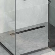 vidaXL Ralo de Chuveiro 2 em 1 com Sifão 360° Preto 80 cm