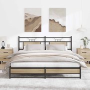 vidaXL Estrutura de cama sem colchão 180x200cm metal carvalho sonoma