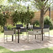 vidaXL Conjunto de Jantar para Jardim de 5 Peças com Almofadas Cinza Claro em Rattan Sintético