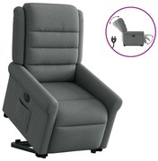 vidaXL Poltrona reclinável elevatória elétrica tecido cinzento-escuro