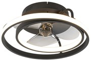 Ventilador de teto preto 46,5cm incl. LED com controle remoto - Kees