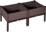 Outsunny Conjunto de 2 Floreiras de Exterior Quadradas Elevadas Combinação Livre Floreiras para Jardim  50x50x46,5 cm Marrom | Aosom Portugal